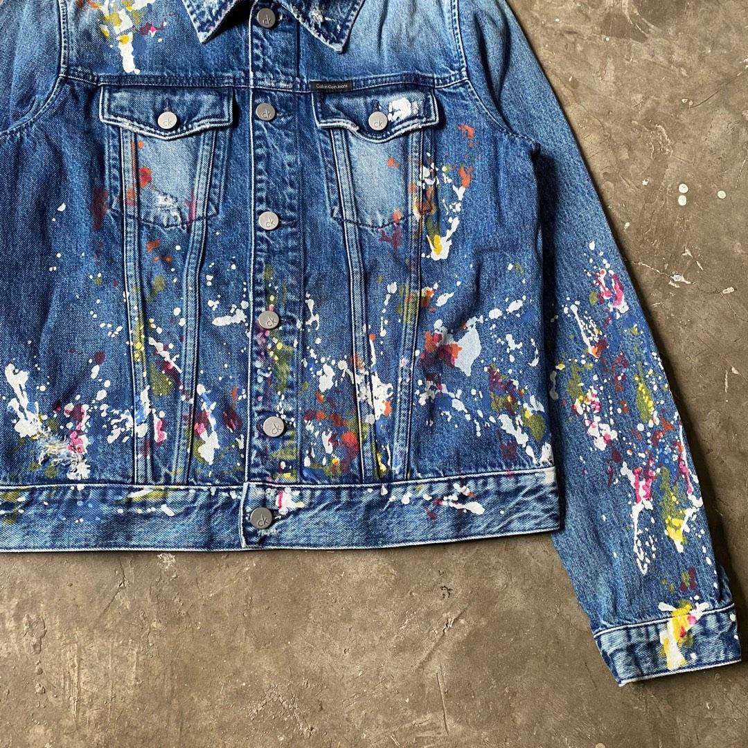 Calvin klein paint splatter on sale denim jacket
