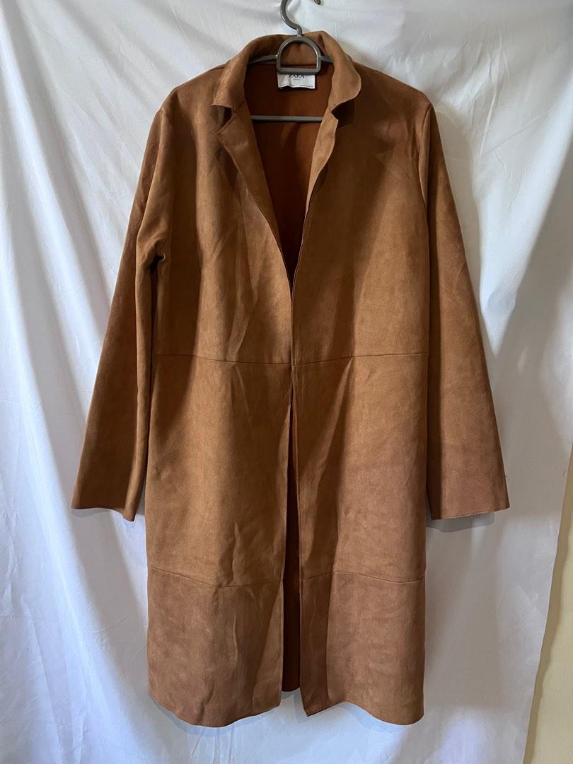 Long tan coat zara on sale