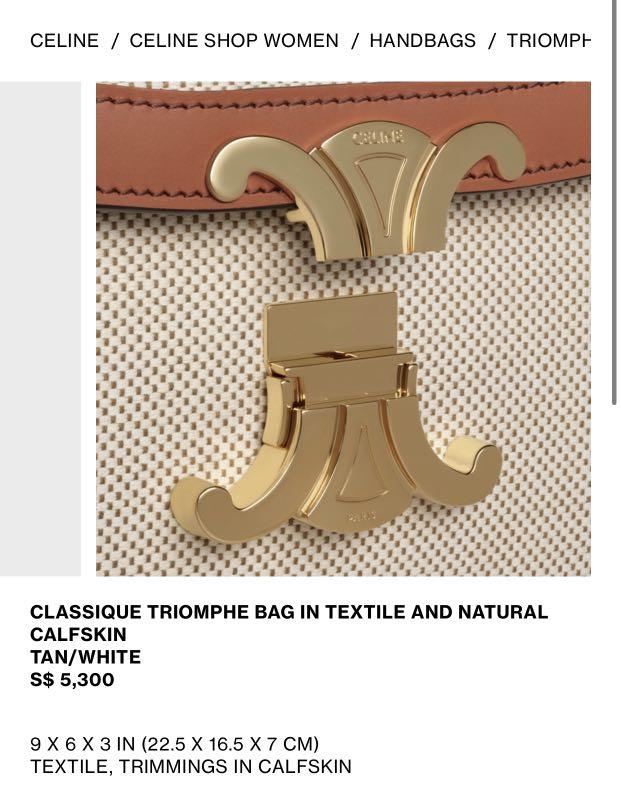 CLASSIQUE TRIOMPHE BAG IN TEXTILE AND CALFSKIN - NATURAL / TAN