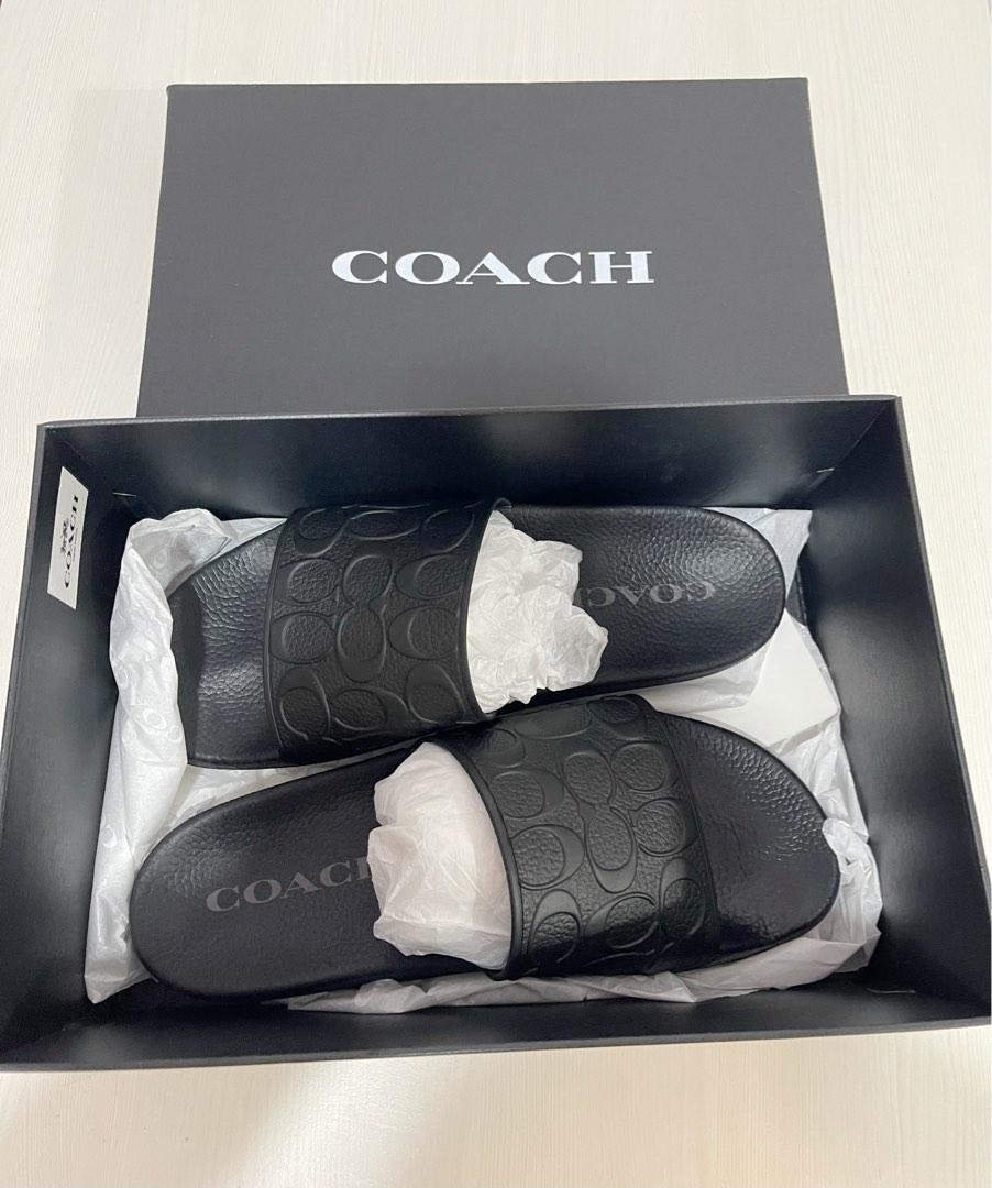 Coach 1941 black signature pool slides, Men's Fashion, Footwear