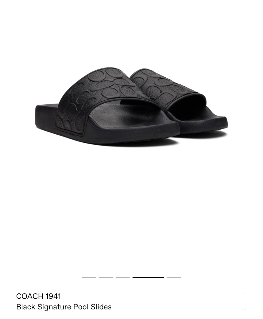 Coach 1941 black signature pool slides, Men's Fashion, Footwear