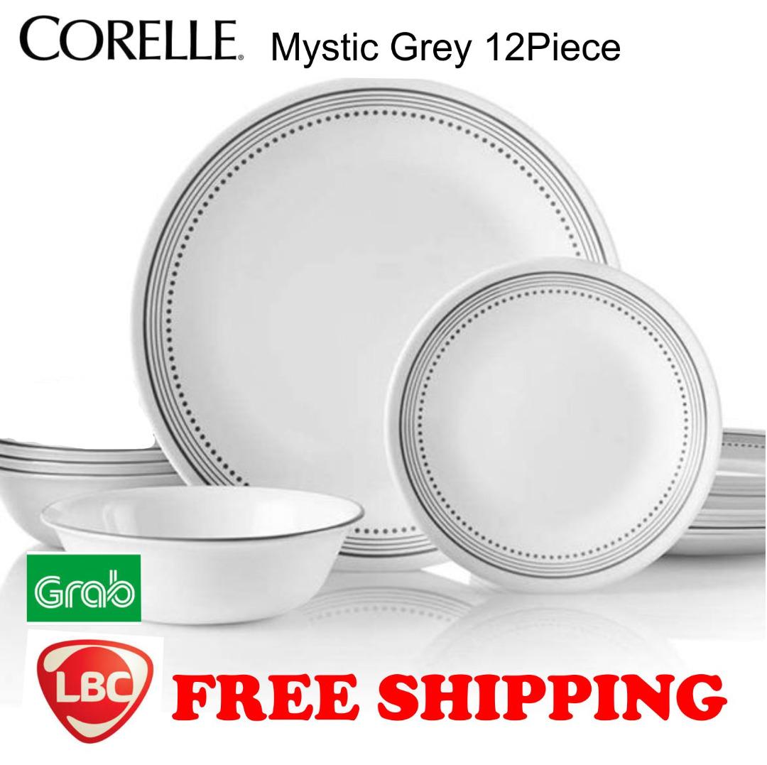 Corelle Mystic Grey 12PC USA Brand New Original FREE Delivery Shipping