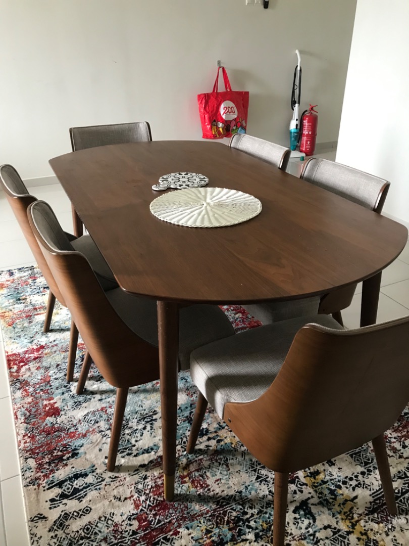 Dining table with 6 chairs solid wood Harveynorman, Furniture & Home
