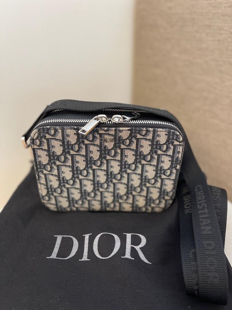 Mini Saddle Bag with Strap Black Dior Oblique Jacquard and Grained Calfskin   DIOR VN
