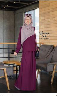 Elle Zahraa Dark Purple Ohanna Kurung Kedah Comfy Size S