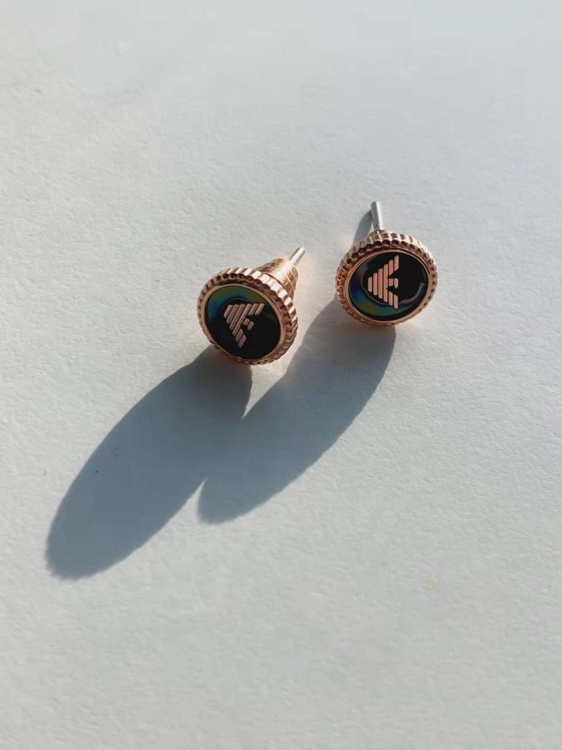 Emporio Armani Fashionable rose gold eagle tag round stud elegant