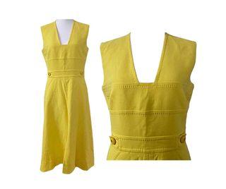 Escada Yellow Neck Sleeveless A Line Midi Casual Maxi Dress
