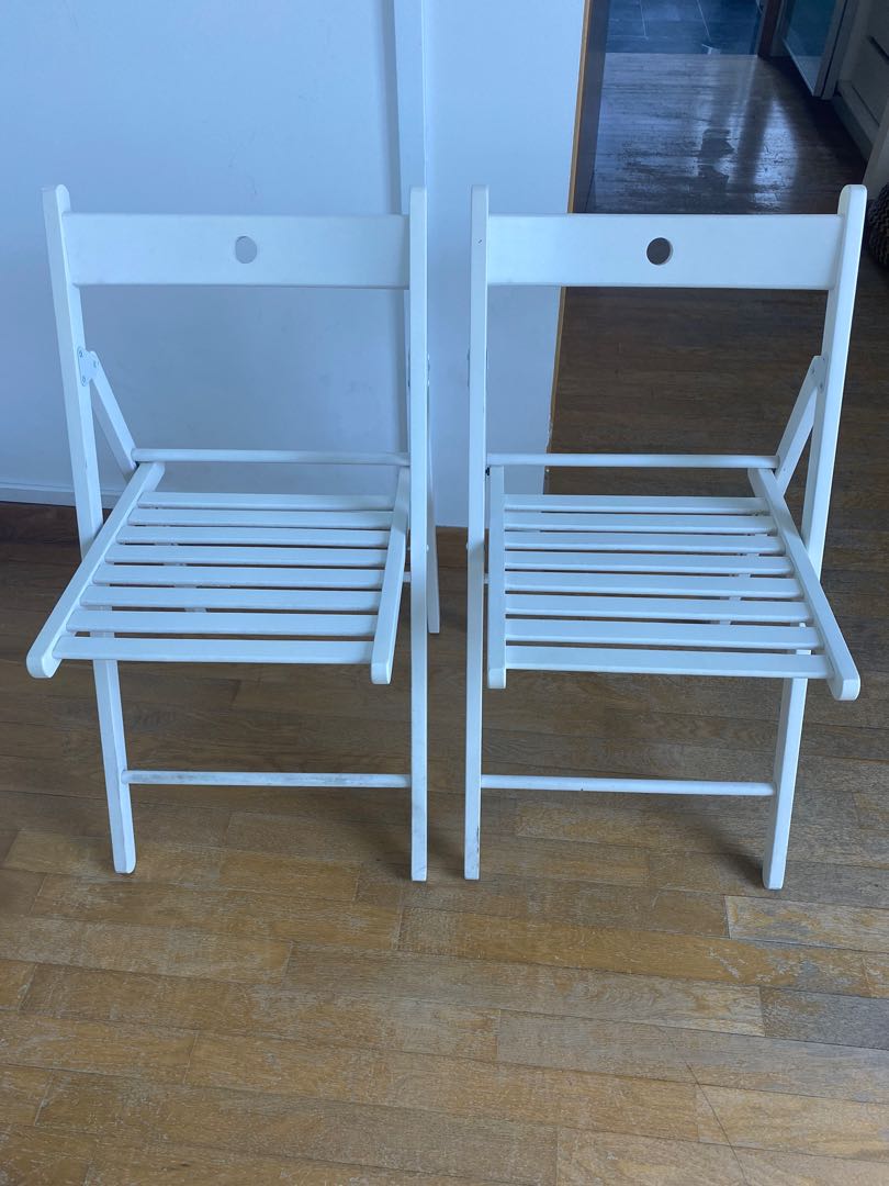 Folding chairs IKEA white, Furniture & Home Living, Furniture, Chairs