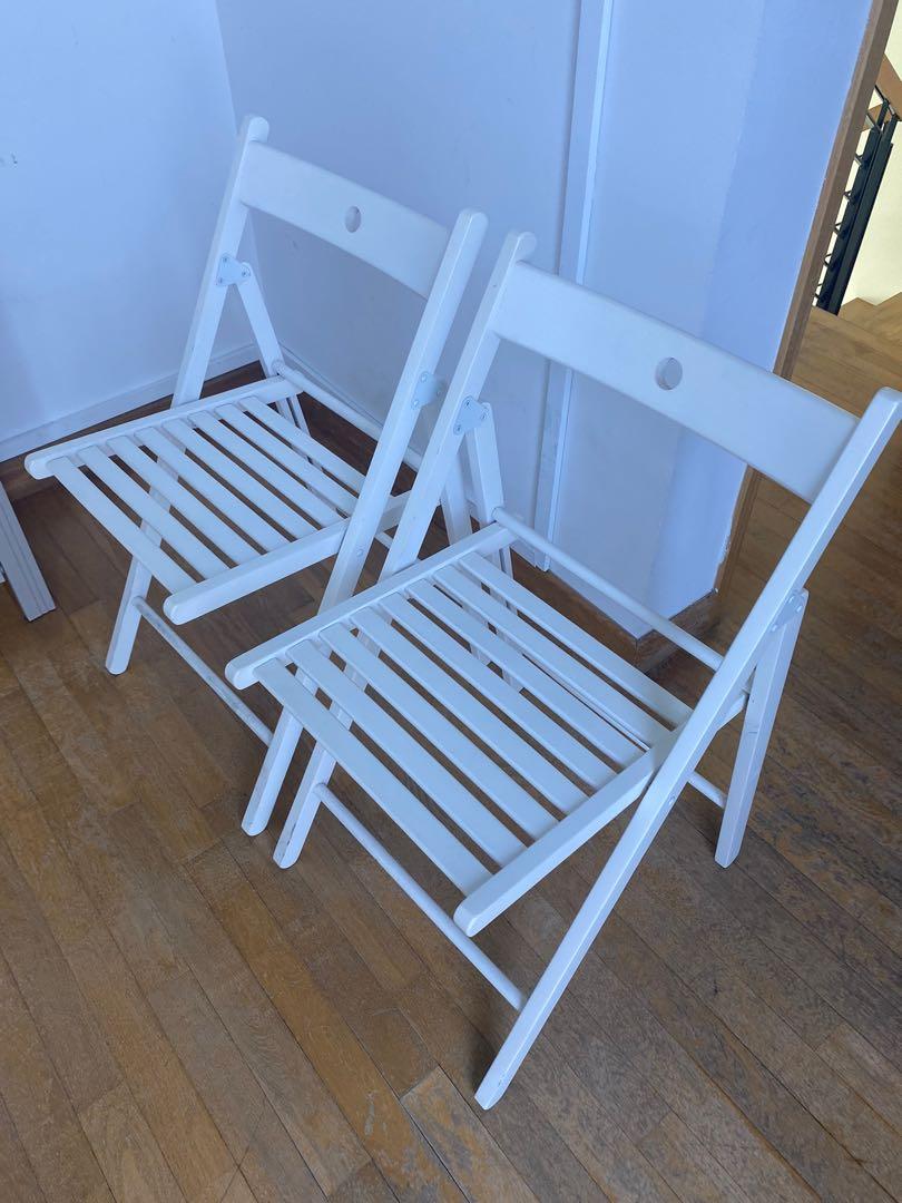 Folding chairs IKEA white, Furniture & Home Living, Furniture, Chairs