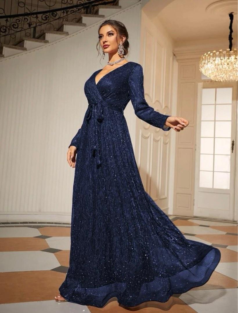 Glitter High Split Evening Dresses for Women Formal Party Gowns