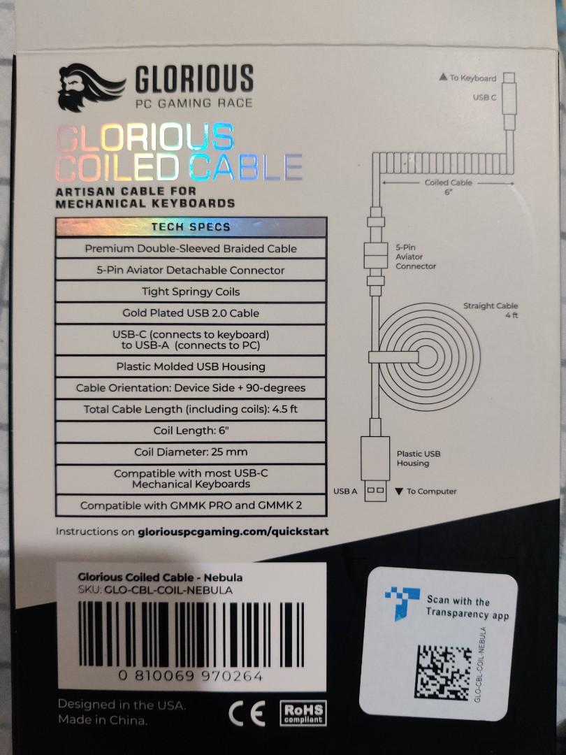 GLORIOUS COILED CABLE Nebula, Computers & Tech, Parts & Accessories