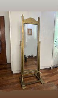 Gold frame Full body mirror- movable, solid wood