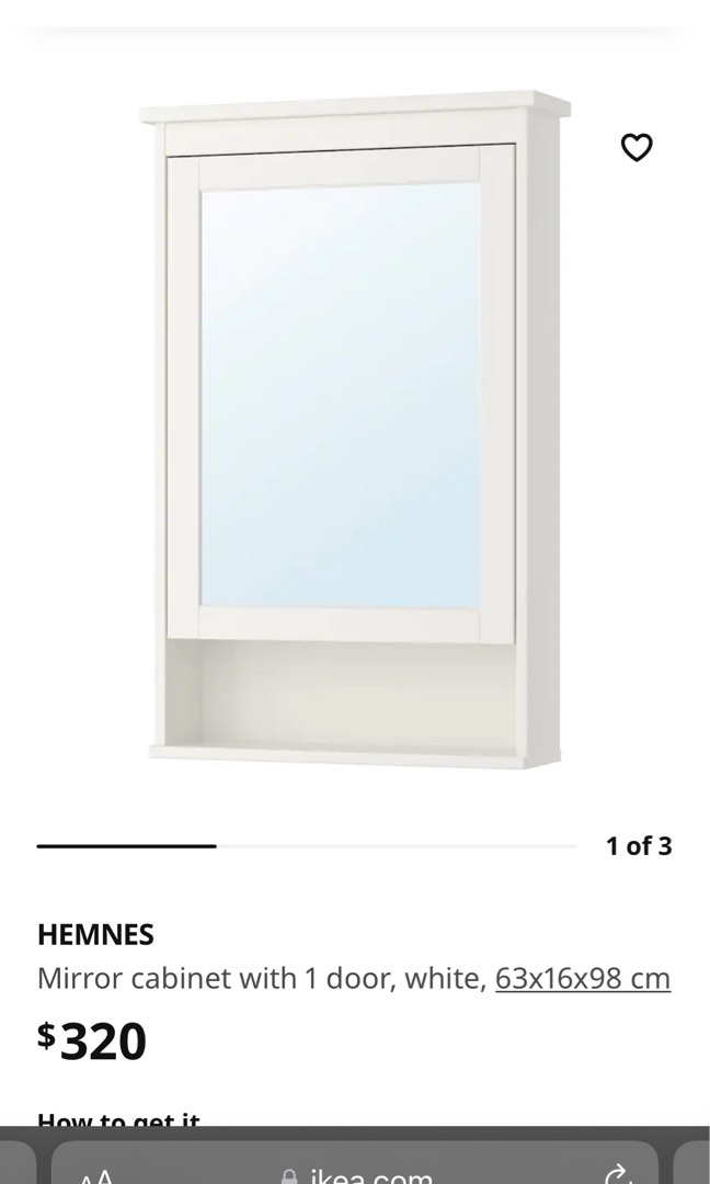 HEMNES MIRROR WITH 1 DOOR, Furniture & Home Living, Furniture