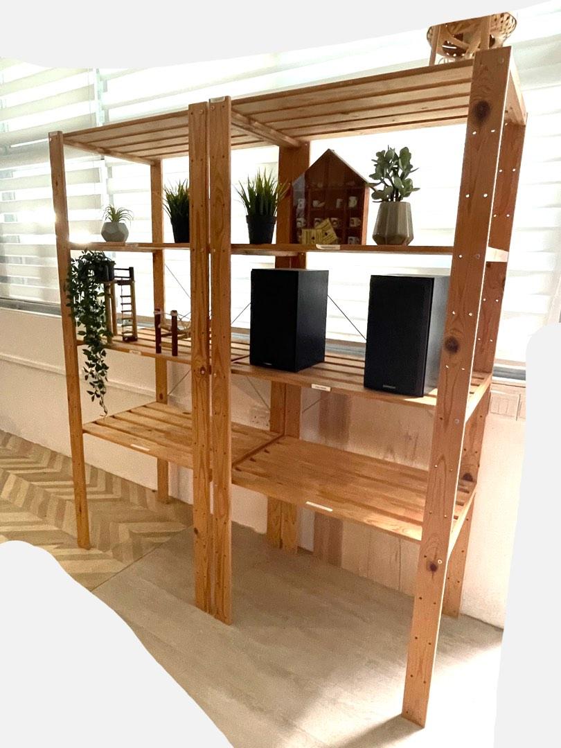 Ikea pine wood shelves, Furniture & Home Living, Furniture, Shelves
