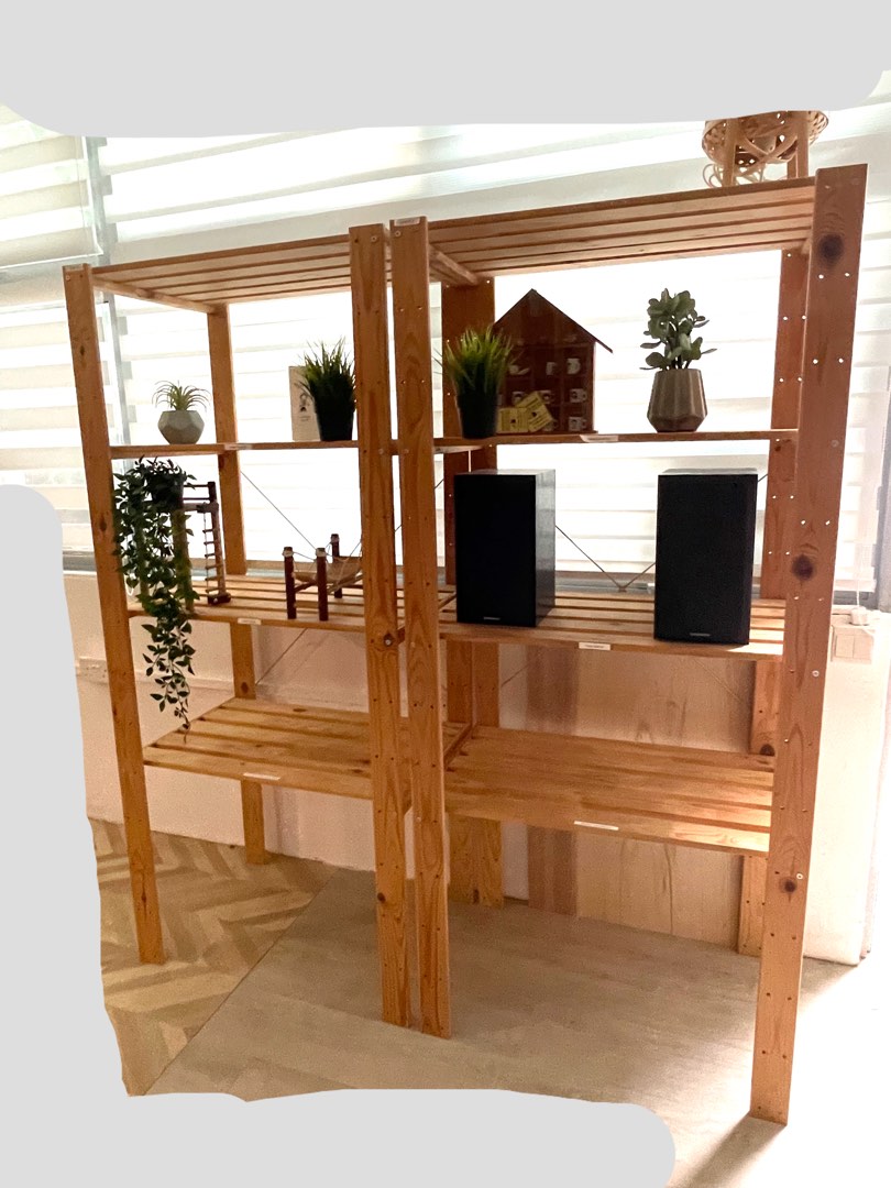 Ikea pine wood shelves, Furniture & Home Living, Furniture, Shelves