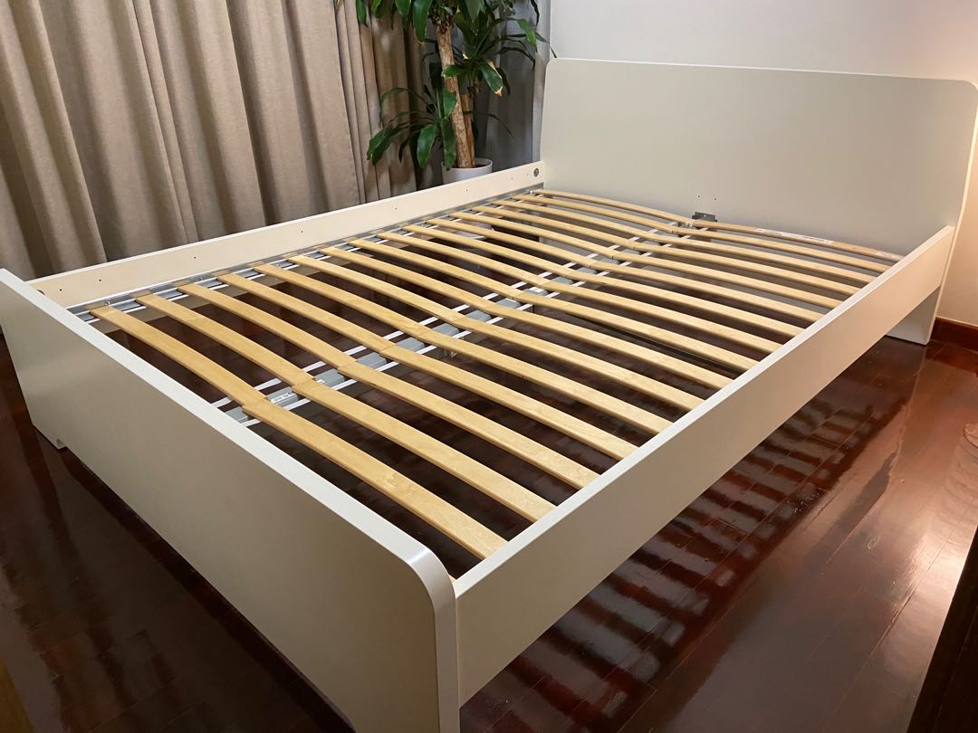 Ikea Queen Bed Frame with Slats, Furniture & Home Living, Furniture
