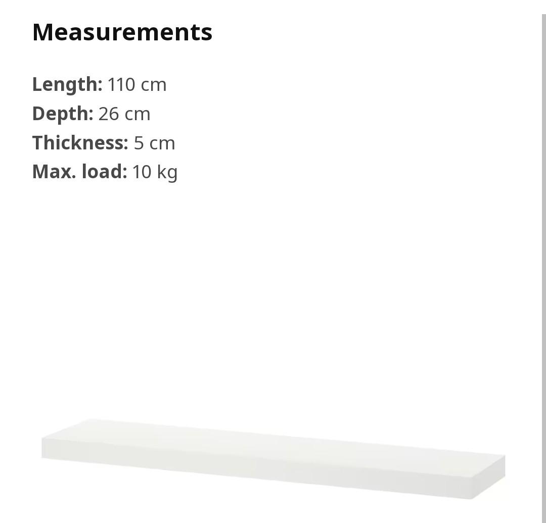 IKEA Wall Shelf 110cm (+free 30cm), Furniture & Home Living, Furniture