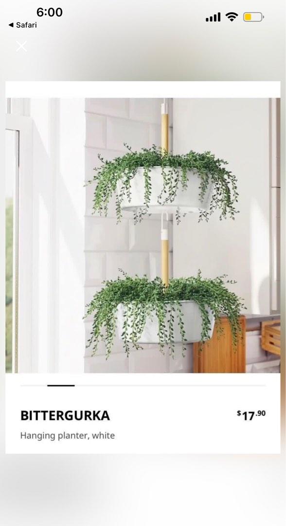 IKEA white hanging planter, Furniture & Home Living, Gardening, Pots