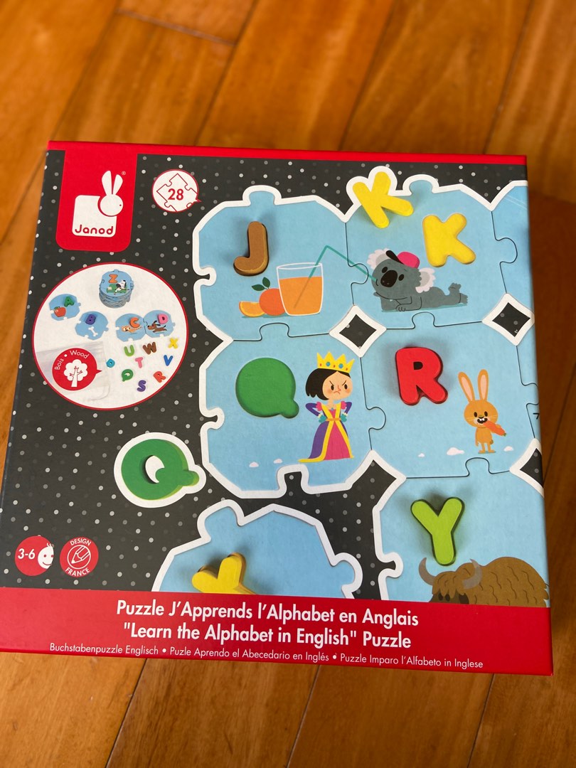 Janod Alphabet Puzzle, 兒童&孕婦用品, 嬰兒玩具 - Carousell