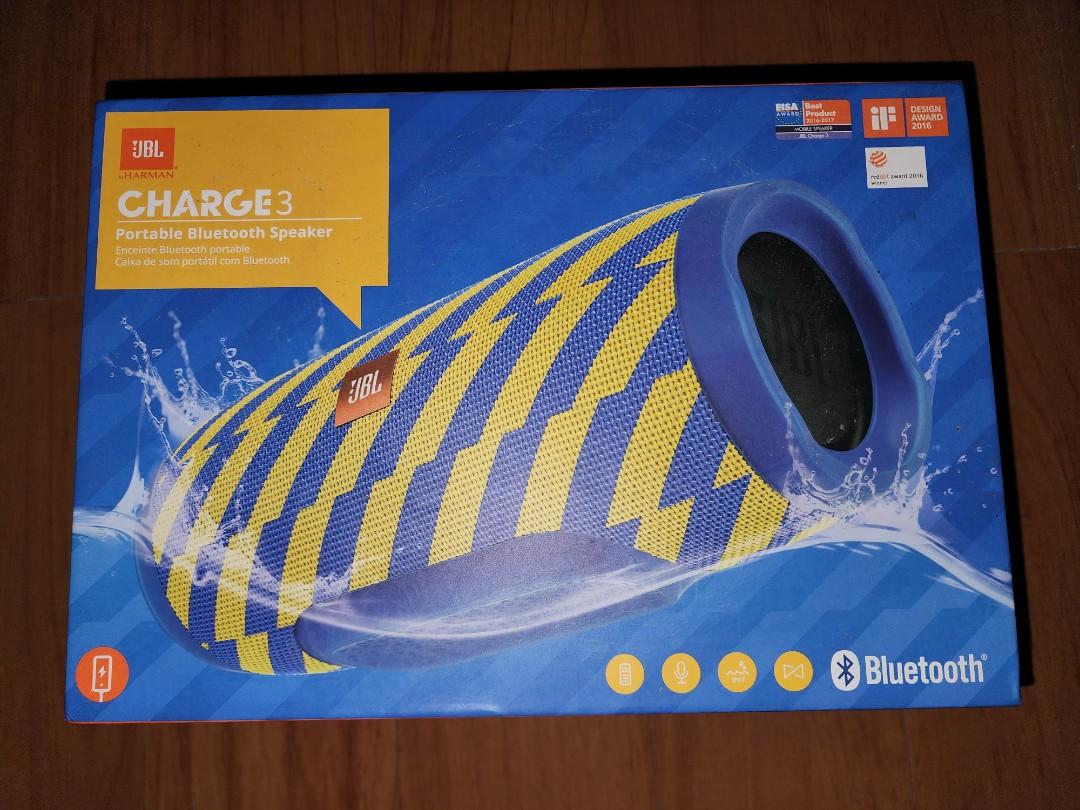 JBL Charge 3 Original Complete Blue Yellow Audio Soundbars