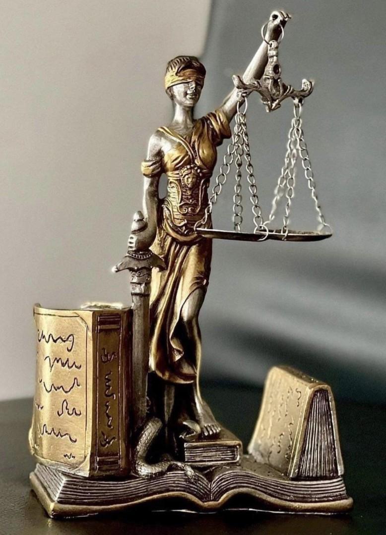 Lady Justice pen holder with book, Furniture & Home Living, Home Decor
