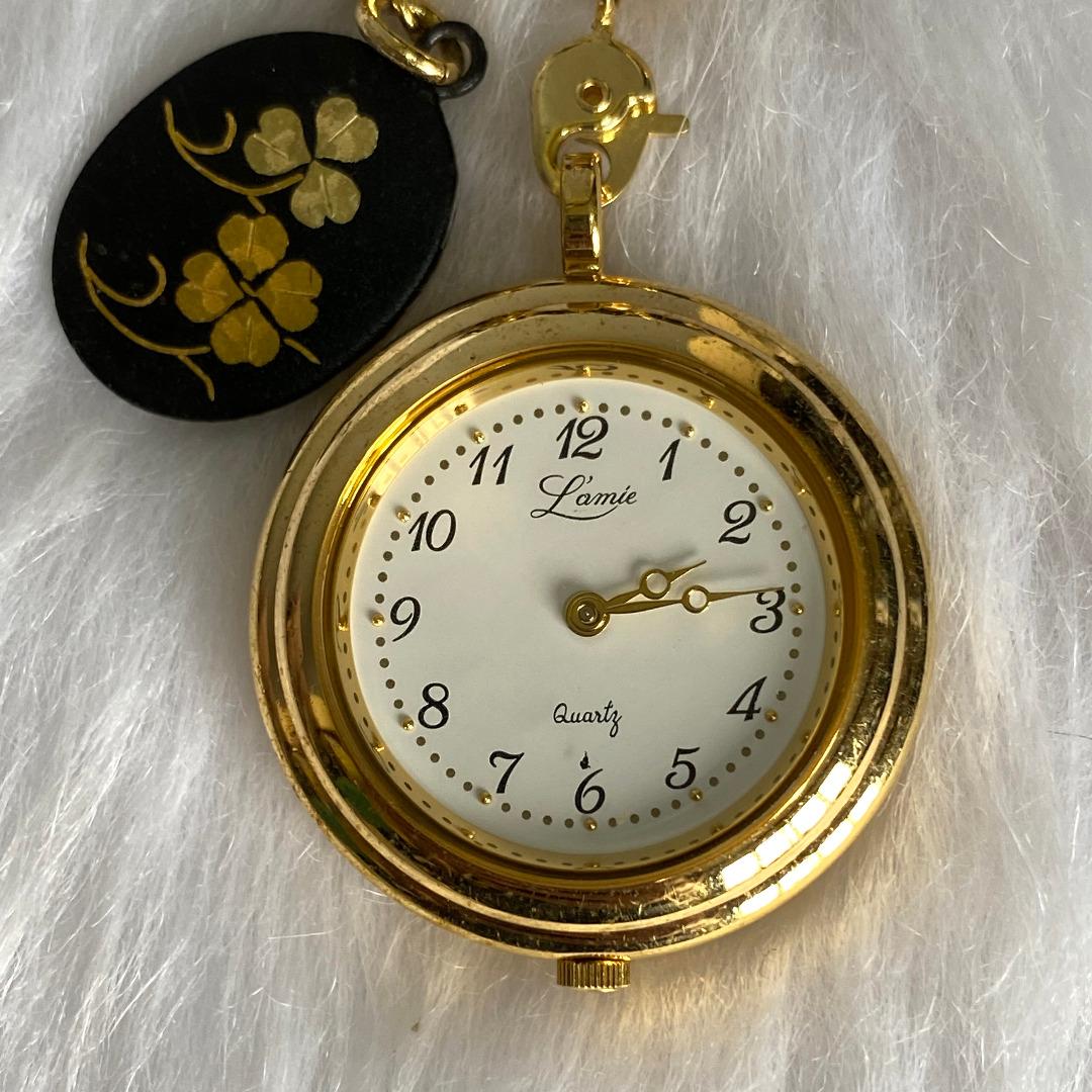 L'amie Quartz Vintage Gold Painted Back Pocket Watch, Women's Fashion