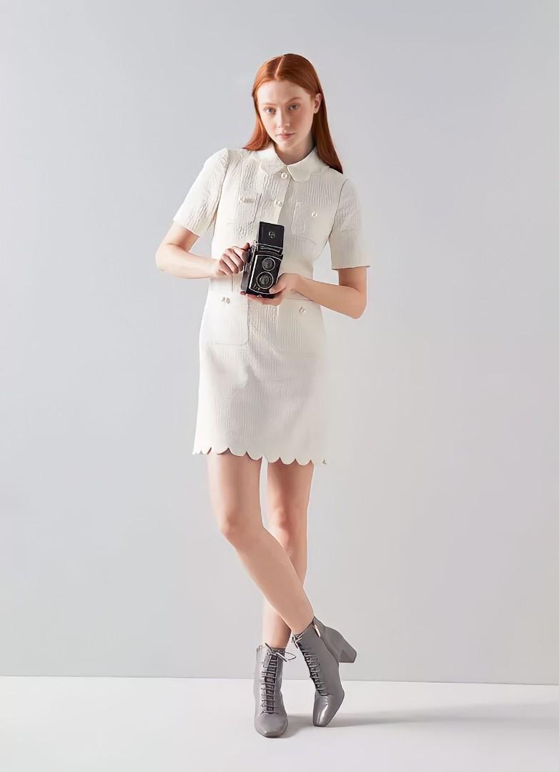LK Bennett Venetia Tweed Scallop Edge Mini Dress