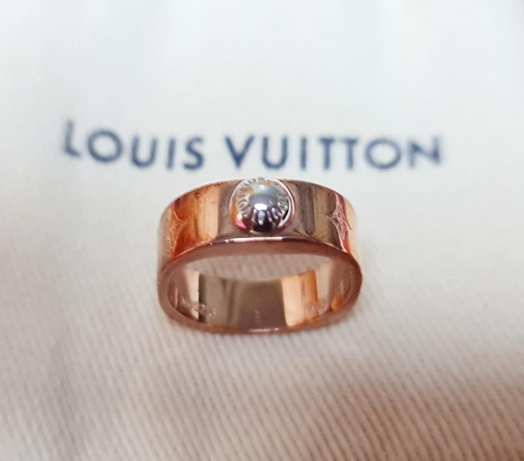 Louis Vuitton LOUIS VUITTON Ring M00213 Nano Gram LV Metal Women's