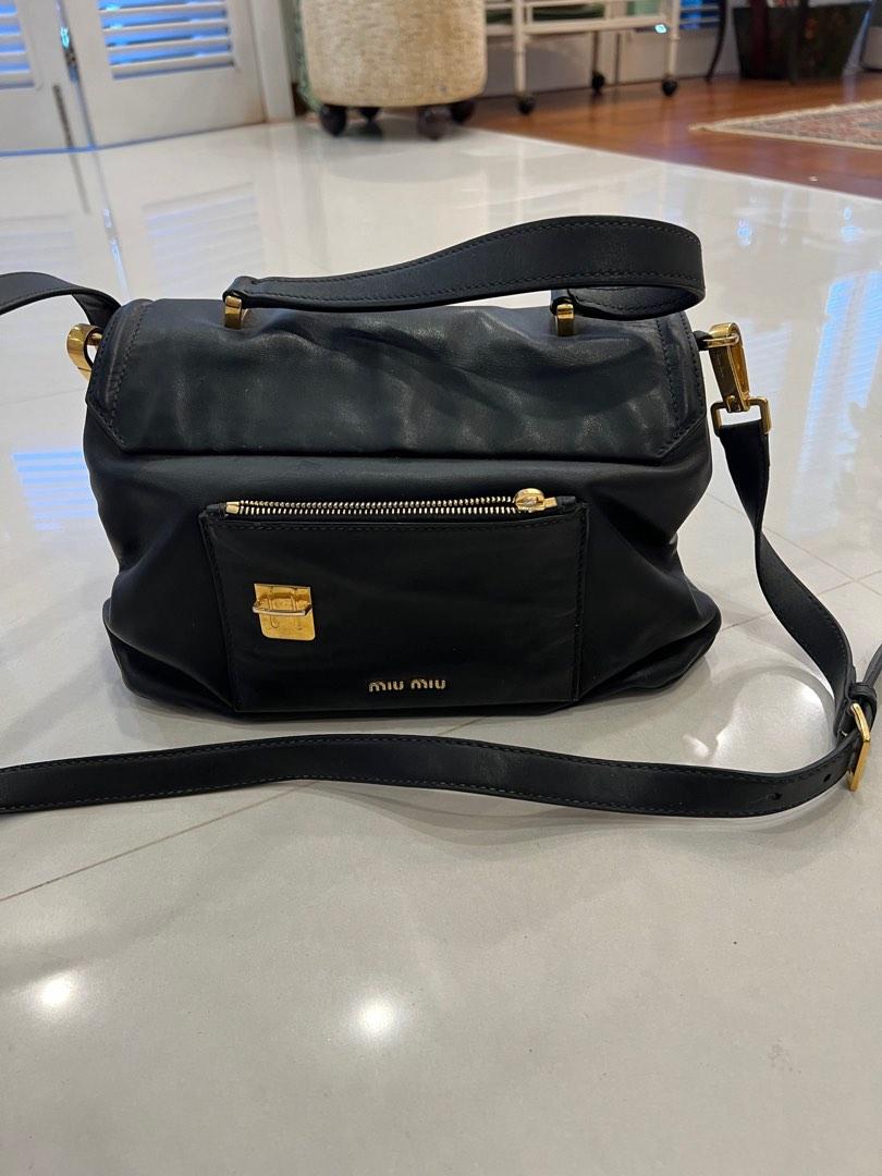Miu Miu Vitello Soft Top Handle Bag in Black — UFO No More