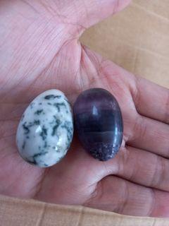 Moss Agate and Fluorite Egg