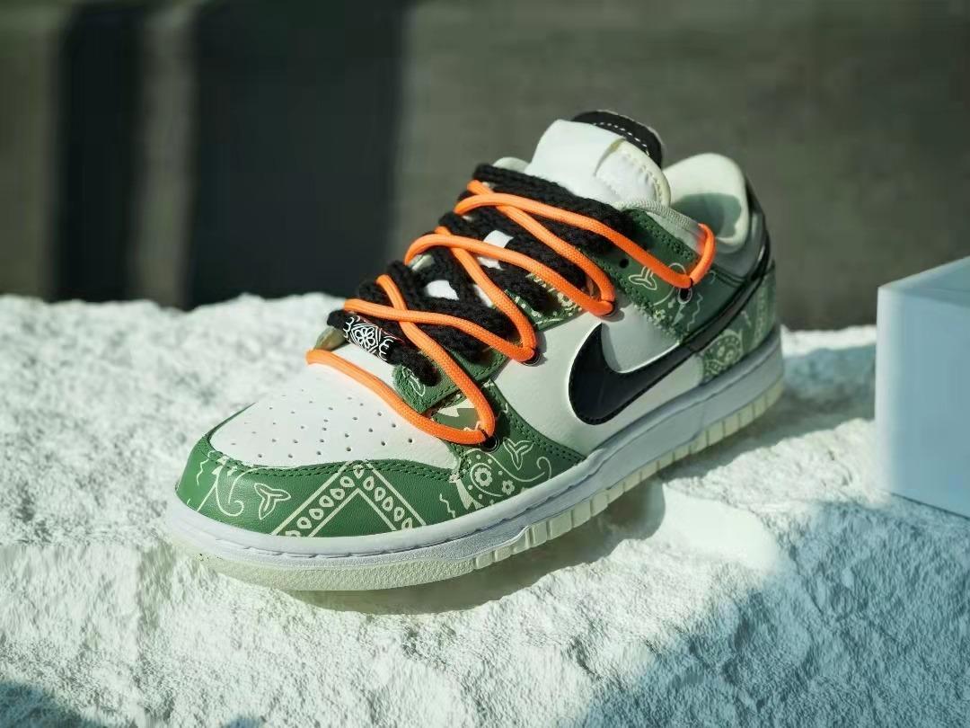 Nike Dunk Low White Sail Cashew flower deconstruct shoelace graffiti