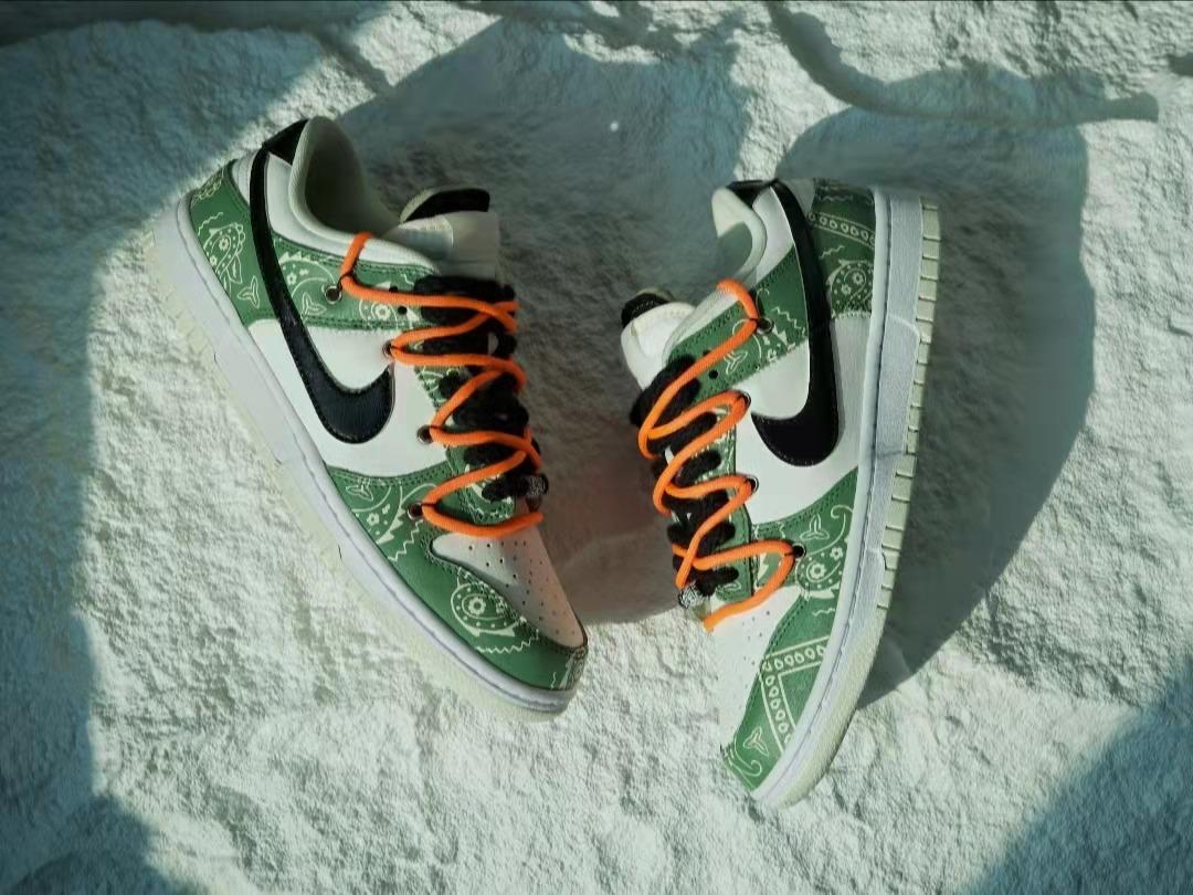 Nike Dunk Low White Sail Cashew flower deconstruct shoelace graffiti