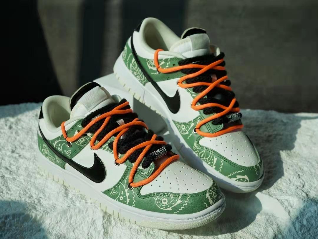 Nike Dunk Low White Sail Cashew flower deconstruct shoelace graffiti