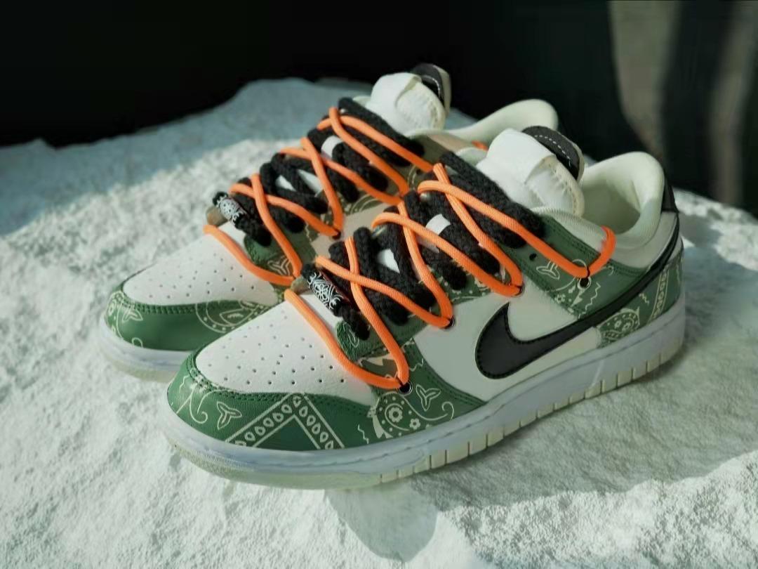 Nike Dunk Low White Sail Cashew flower deconstruct shoelace graffiti casual sneakers