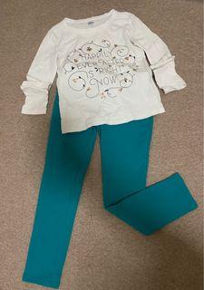 Old Navy Top & Circo Green Leggings 5T girl