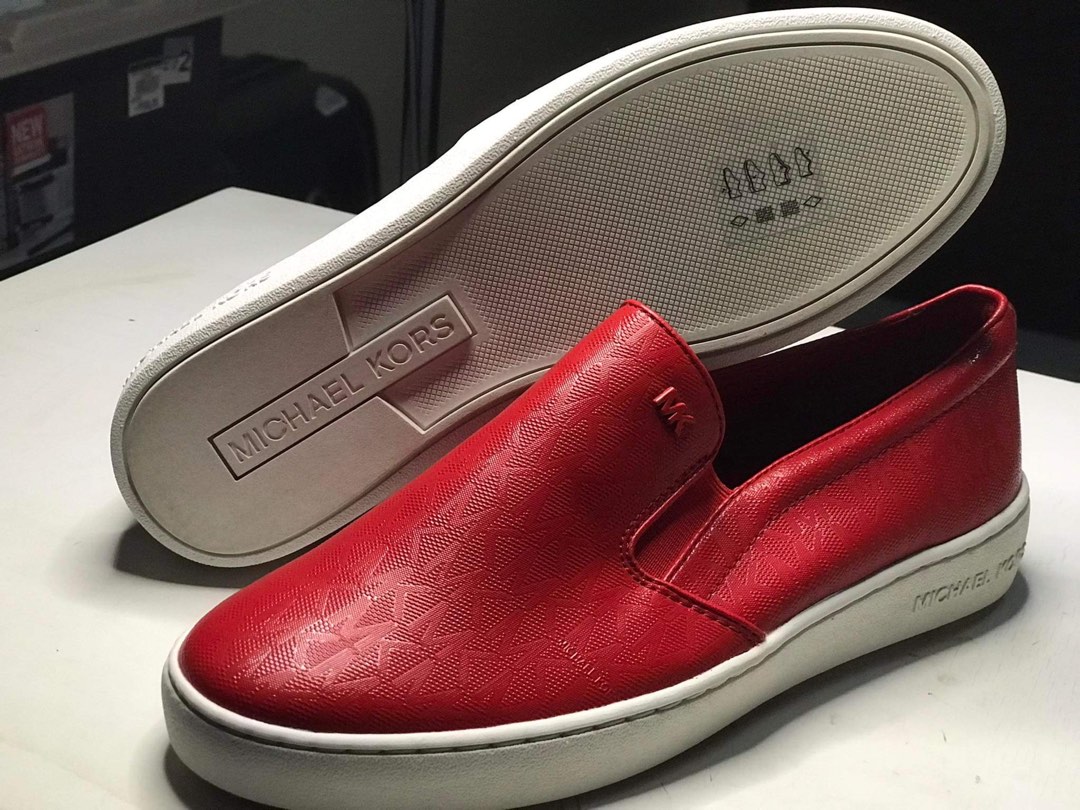Michael kors red slip on shoes store
