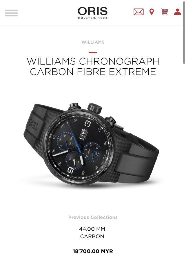 Oris williams chronograph sales carbon fibre extreme