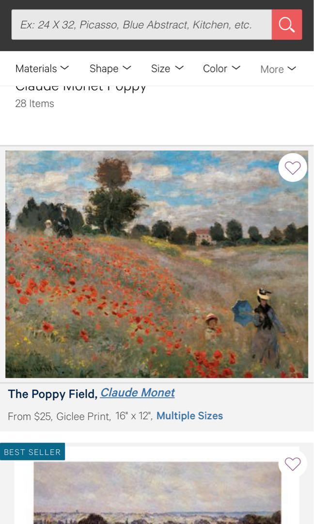 Poppy Field 1873 by Claude Monet, Hobbies & Toys, Stationary & Craft ...