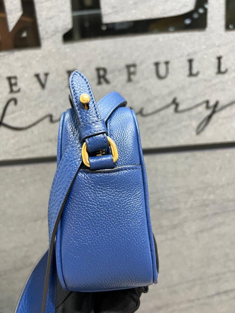 Prada Vitello Phenix Blue Leather Silver Logo Small Camera Crossbody B –  Queen Bee of Beverly Hills