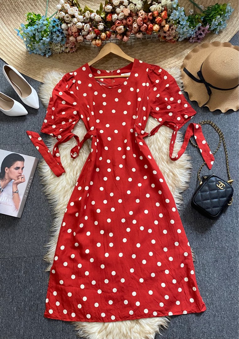 polka red dress