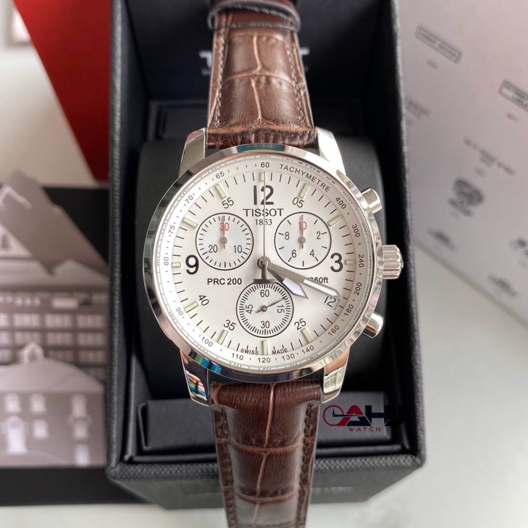 PREORDER ORIGINAL TISSOT PRC 200 CHRONOGRAPH WHITE DIAL BROWN