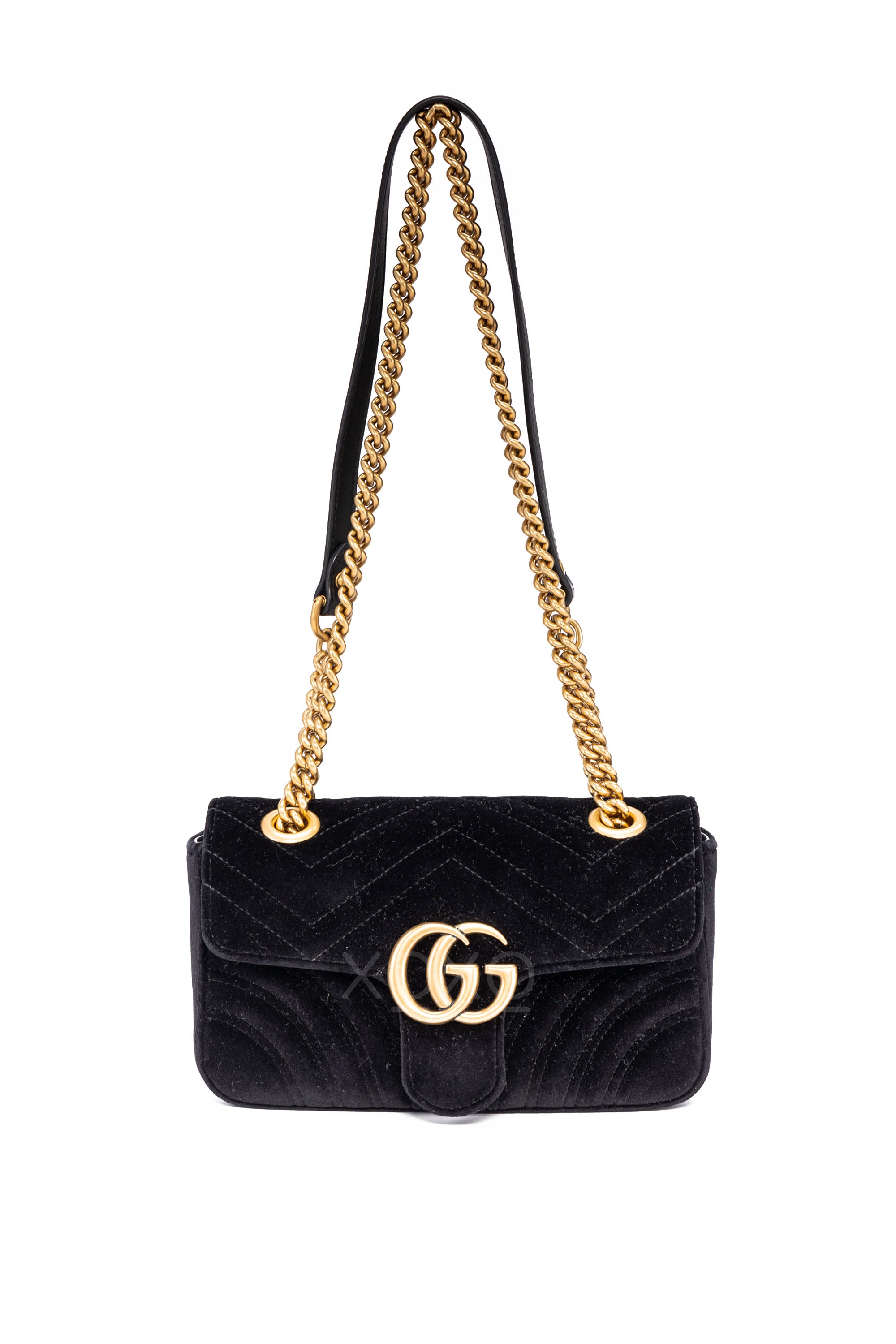 Pre owned Gucci Marmont Mini Shoulder Bag Velvet Black