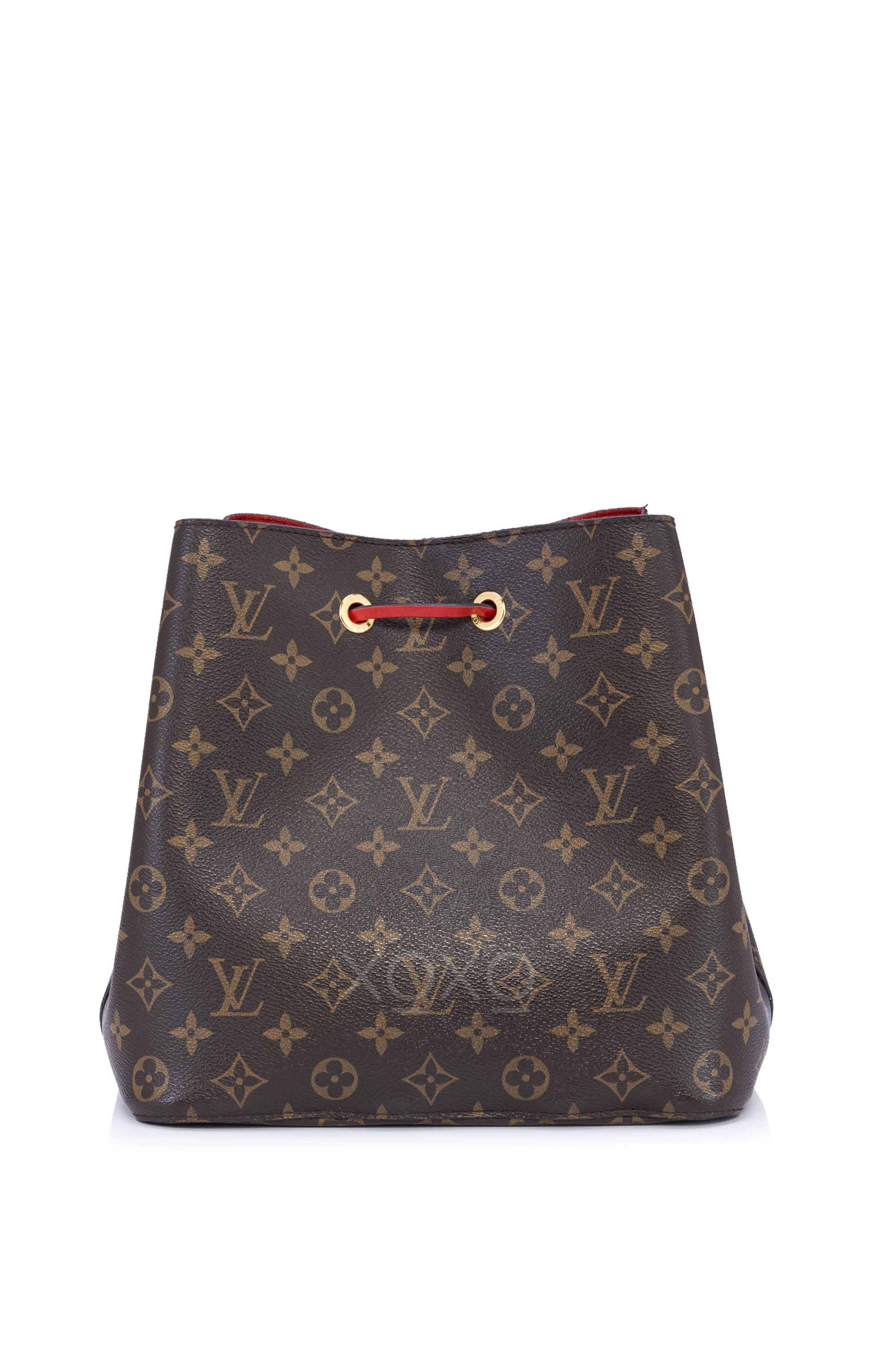 Louis Vuitton NeoNoe MM Monogram Canvas Bucket Bag Red Interior Preowned