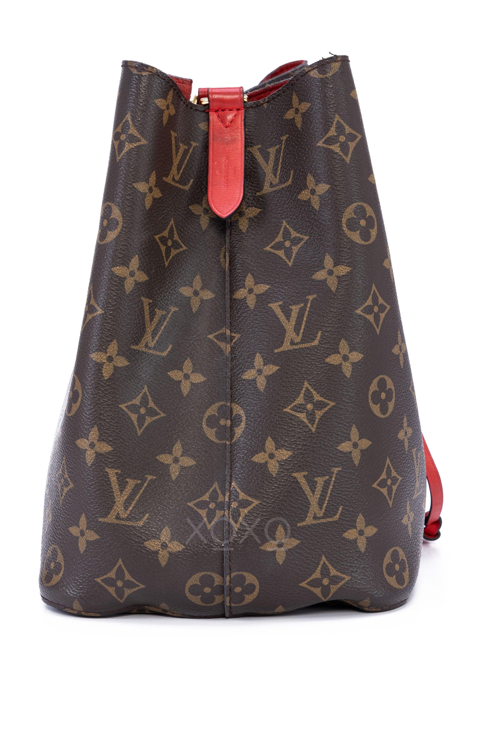 Louis Vuitton NeoNoe MM Monogram Canvas Bucket Bag Red Interior Preowned