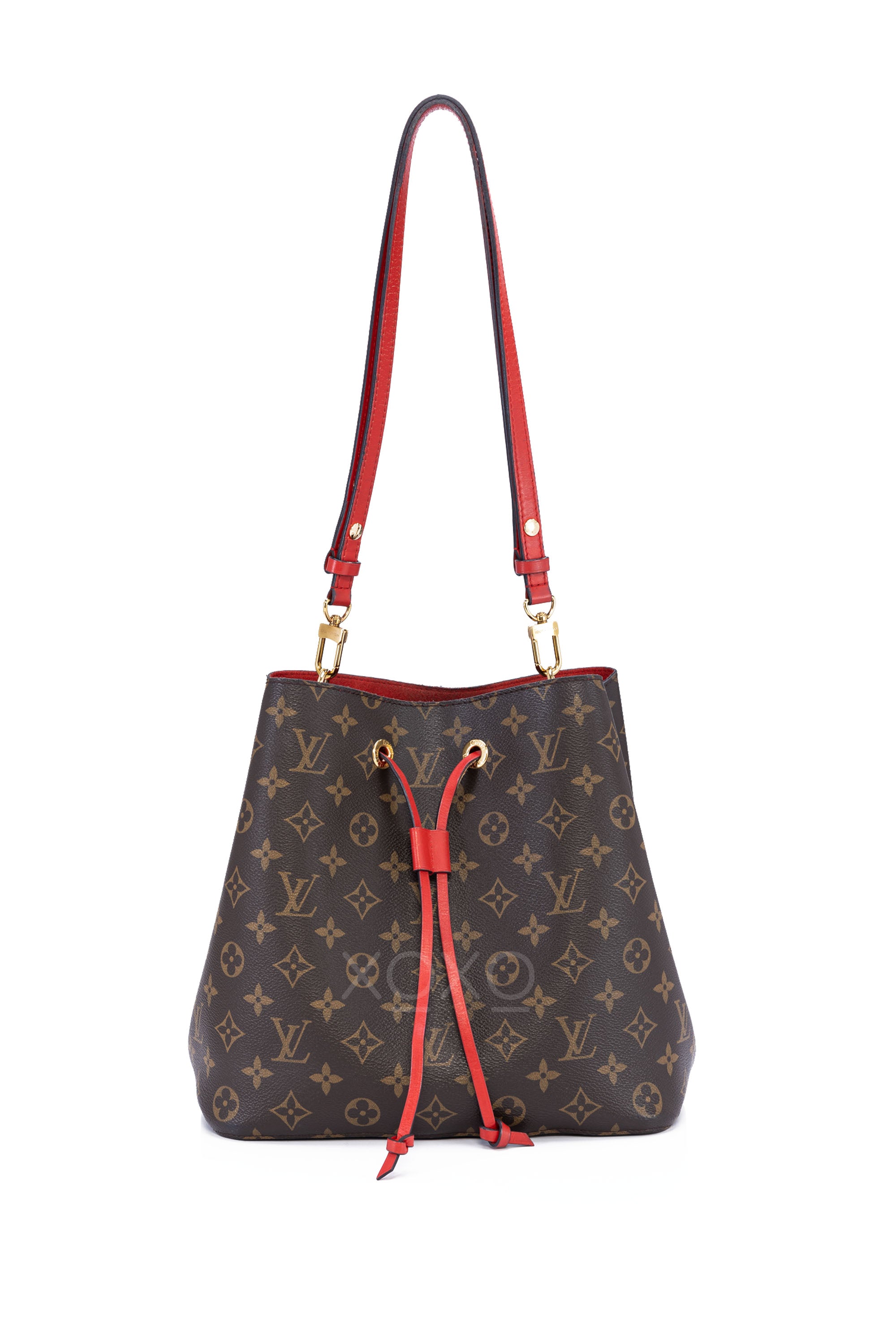 Louis Vuitton NeoNoe MM Monogram Canvas Bucket Bag Red Interior Preowned