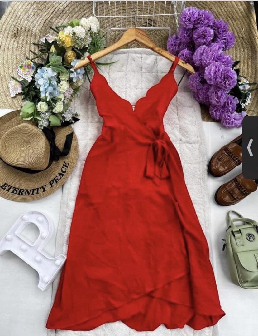 Red Wrap Ress Red wrap around dress, Women's Fashion, Dresses & Sets, Dresses on ...