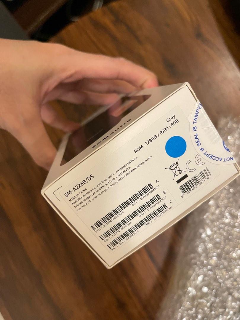 Samsung A22 5G (Category: Samsung) located in Mandaluyong City. Submitted by cdima (Listing ID 1191247466, Image 2). Description: Kindly read the description thank you Samsung A22 5G (Gray) 128gb / 8gb ram Globe Locked Brand new unopened sealed Rfs: extra phone from globe Negotiable .