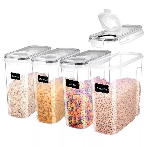 SG STOCK) AT-4P 4Pcs Cereal Storage Containers Airtight Food Storage Box  Large PP Kitchen Keeper Easy Pouring Lid Seale, Furniture & Home Living,  Kitchenware & Tableware, Food Organisation & Storage on Carousell