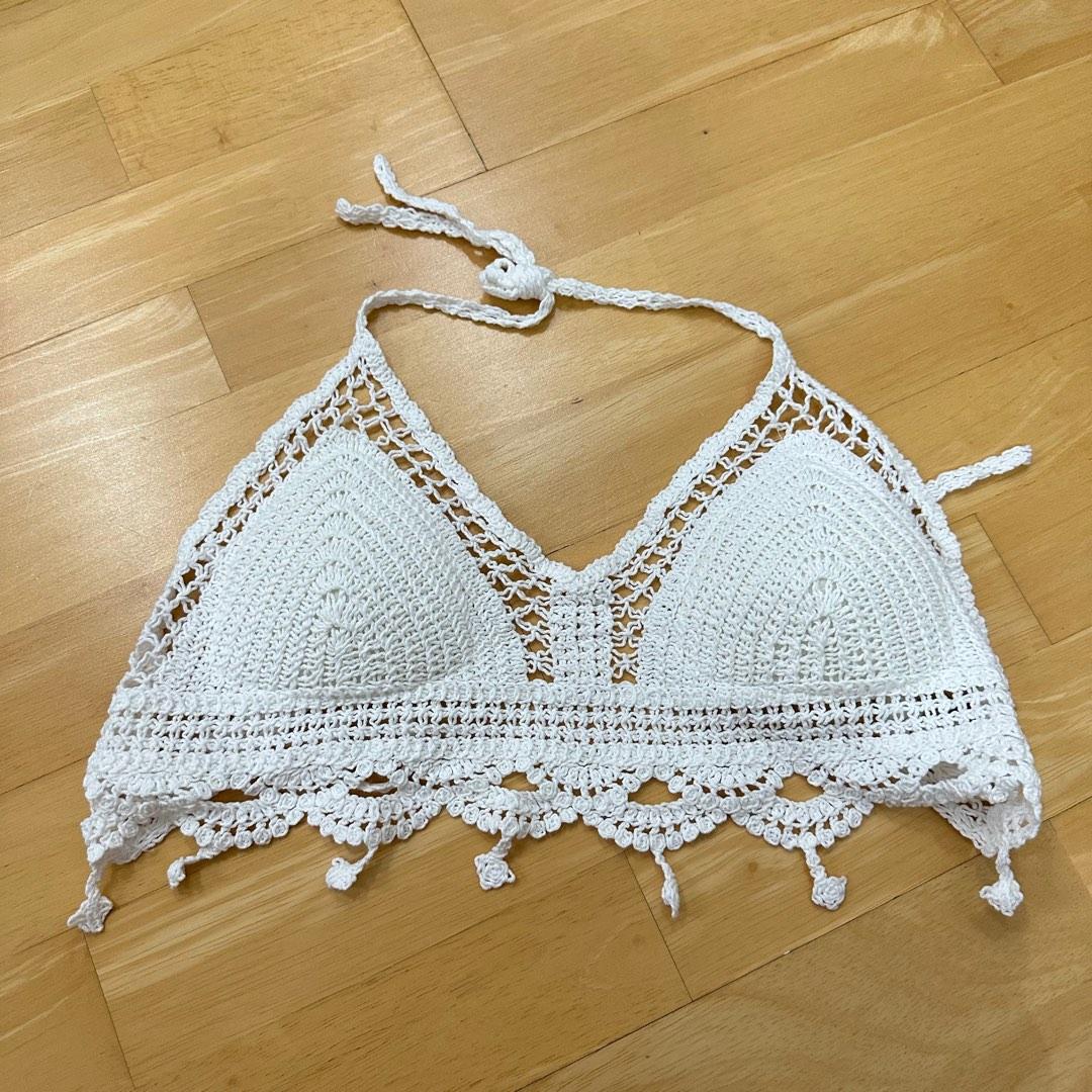 Shein crochet bikini halter top, Women's Fashion, Swimwear, Bikinis