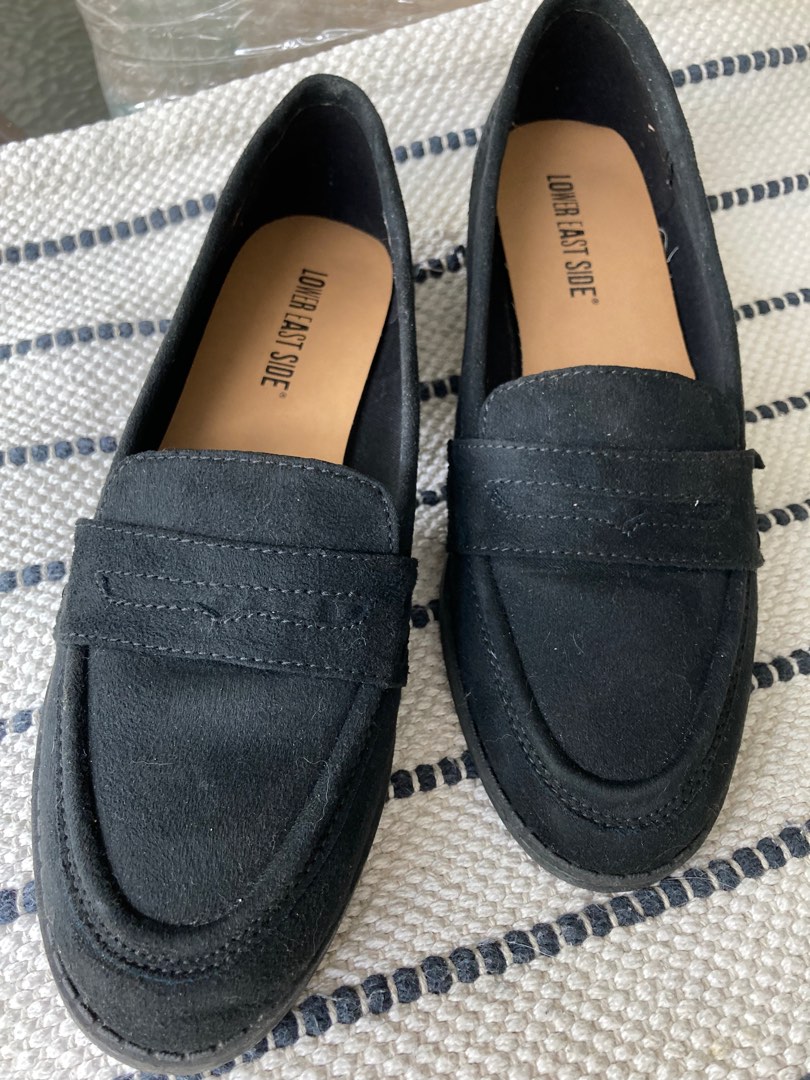 suede black loafers womens